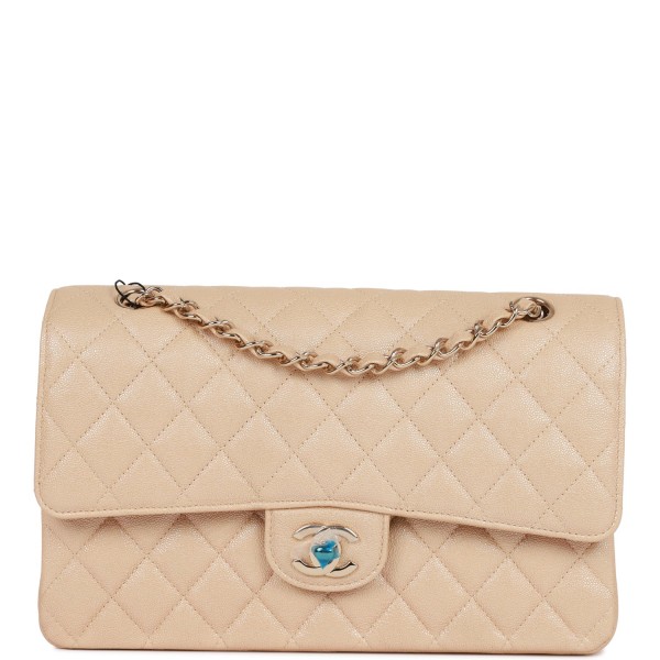 Chanel Medium Classic Double Flap Bag Beige Irides...