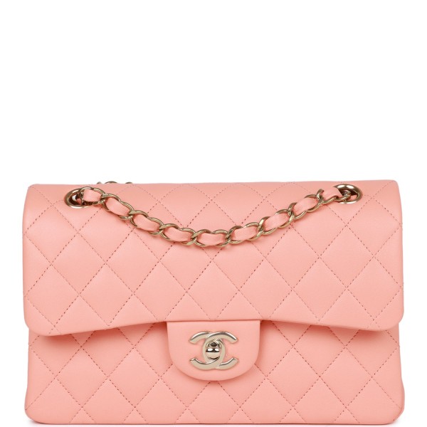 Chanel Small Classic Double Flap Pink Lambskin Lig...