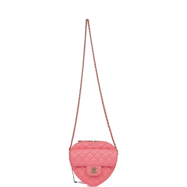 Chanel CC In Love Large Heart Bag Pink Lambskin Light Gold Hardware