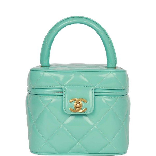 Vintage Chanel Vanity Heart Mirror Bag Turquoise P...