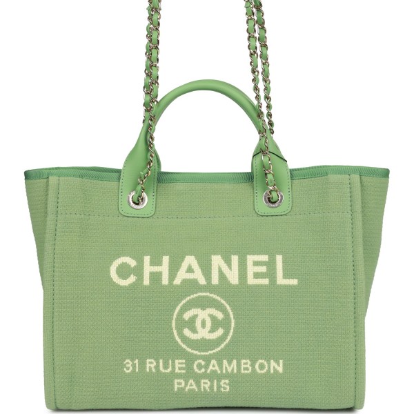 Chanel Small Deauville Shopping Bag Green Boucle L...