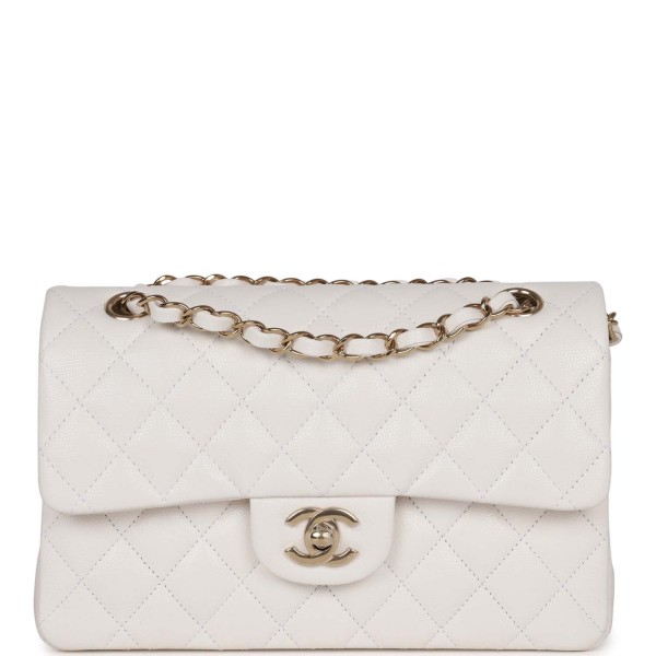 Chanel Small Classic Double Flap Bag White Caviar ...