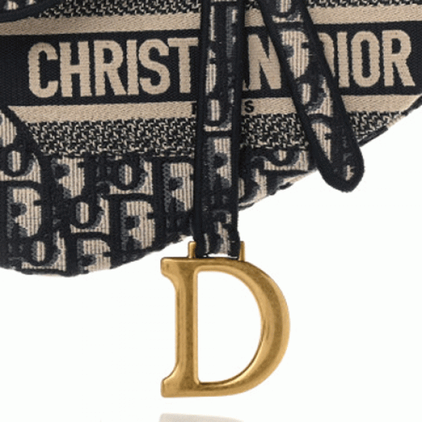 CHRISTIAN DIOR Oblique Embroidered Saddle Bag Blue