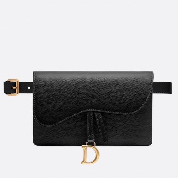 Dior Black Calfskin Saddle Belt Bag