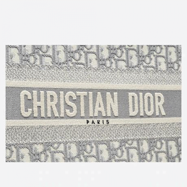 MEDIUM DIOR BOOK TOTE Gray Dior Oblique Embroidery