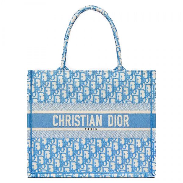 SMALL DIOR BOOK TOTE Cornflower Blue Dior Oblique Embroidery