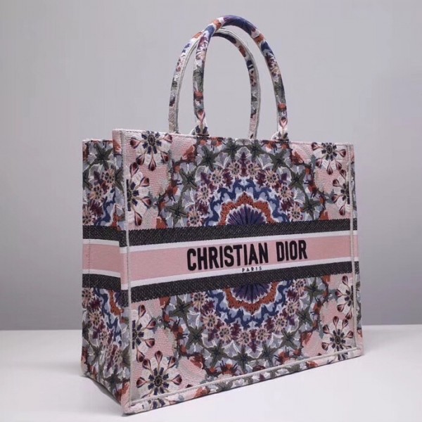 Dior Book Tote Bag In Pink KaleiDiorscopic Canvas