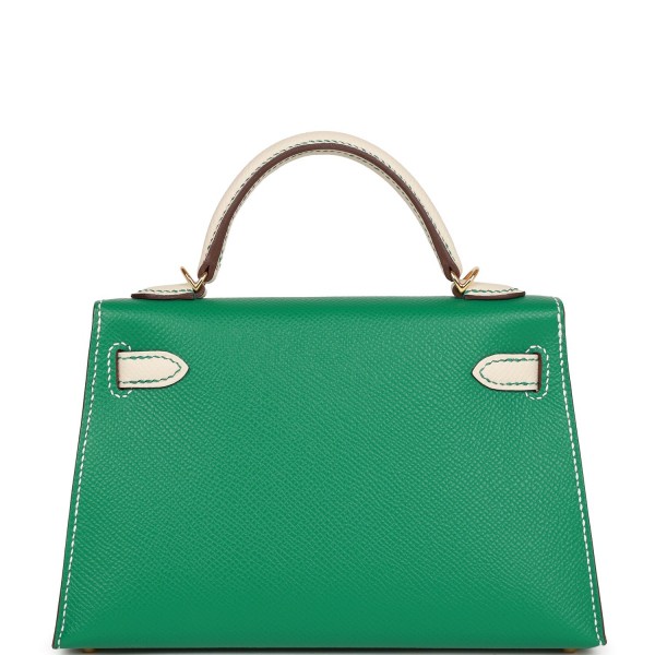 Herm&egrave;s Special Order (HSS) Kelly Sellier 20 Vert Jade and Craie Epsom Gold Hardware