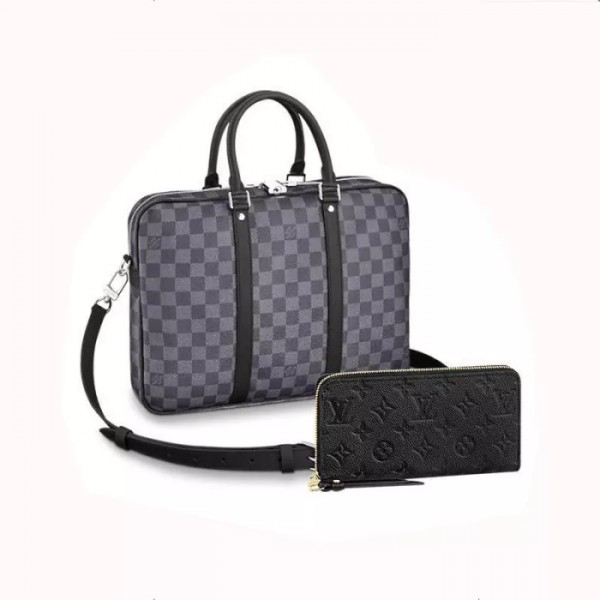 LOUIS VUITTON handbag business bag long wallet 2-p...